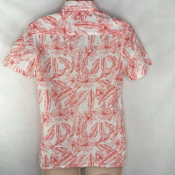 Tenth & Ocean Tropical Print  Hibiscus Linen Look Shirt - Picture 5 of 5